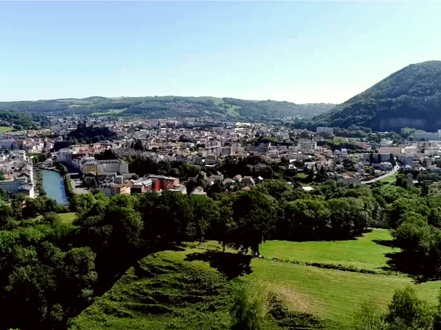 Vue aérienne de la ville de Lourdes